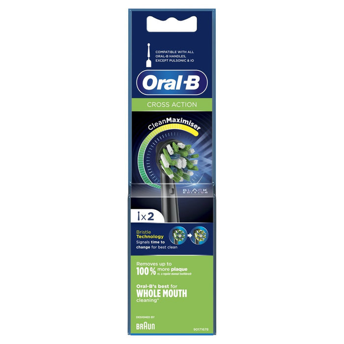 Orale B -Kreuzung Zahnbürstenköpfe schwarz 2 pro Pack