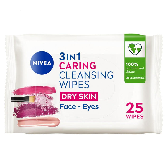 NIVEA Biodégradable Nettoying Face Lingles pour la peau sèche 25 par paquet