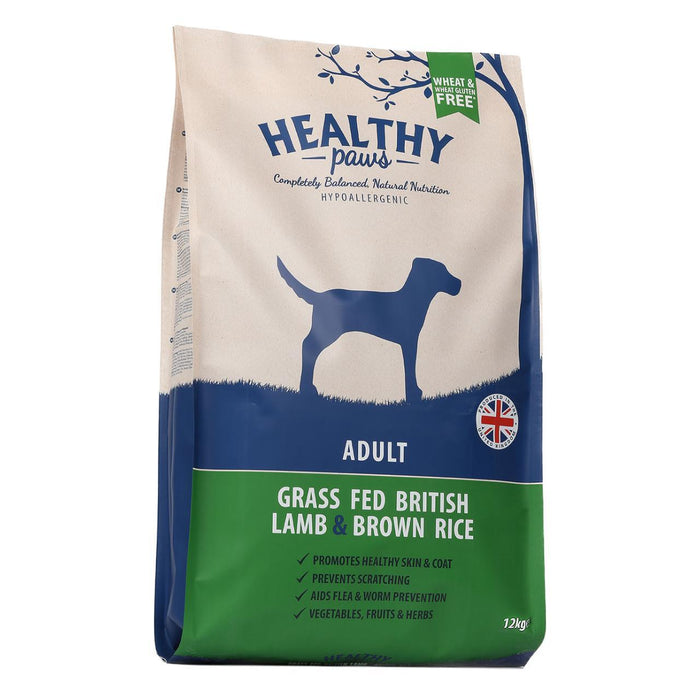 Healthy Paws Grass Fed British Lamb & Brown Rice Adult Dog Food 12kg