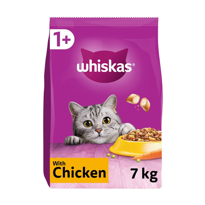 Whiskas 1+ Food de gato seco para adultos con pollo 7 kg